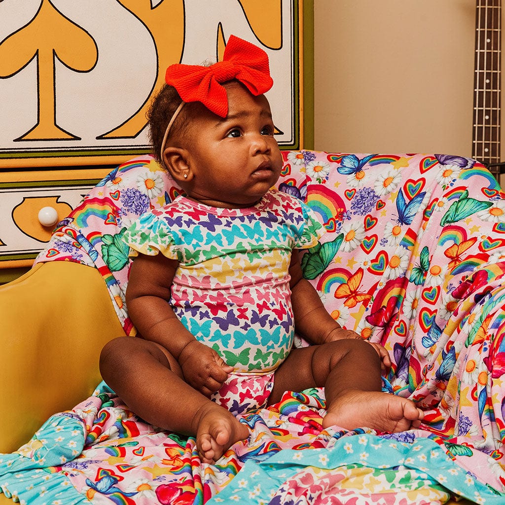 Rainbow Butterfly Ruffled Bodysuit