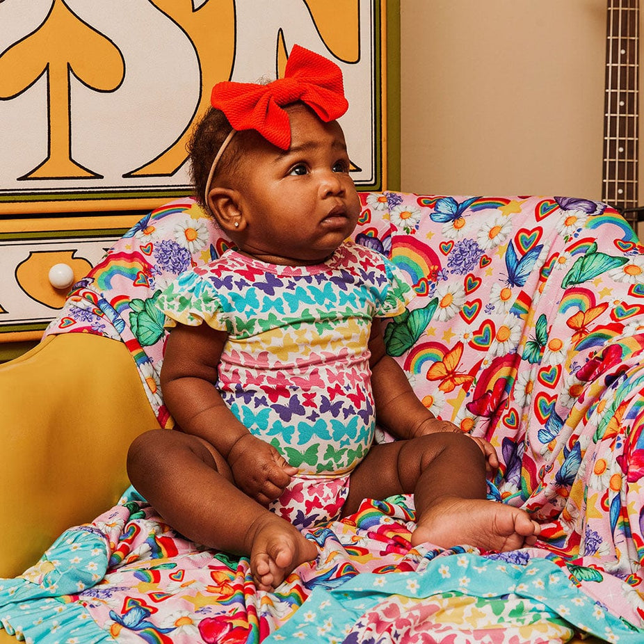 Rainbow Butterfly Ruffled Bodysuit