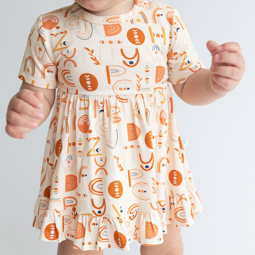 Alphabet Medley Ruffled Twirl Bodysuit Dress