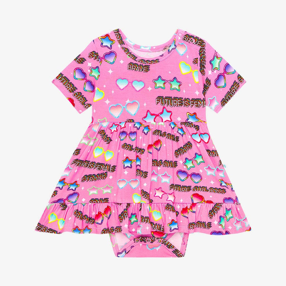 Future is Female Ruffled Twirl Bodysuit Dress
