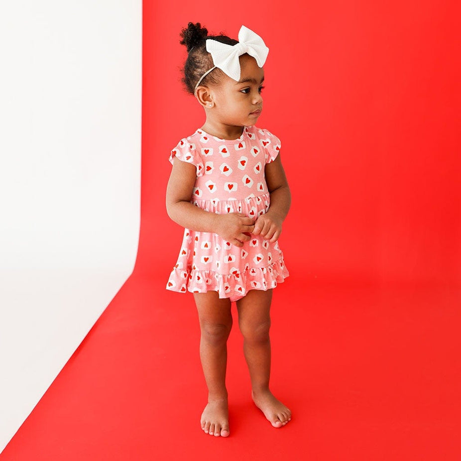Heart Me Ruffled Twirl Bodysuit Dress
