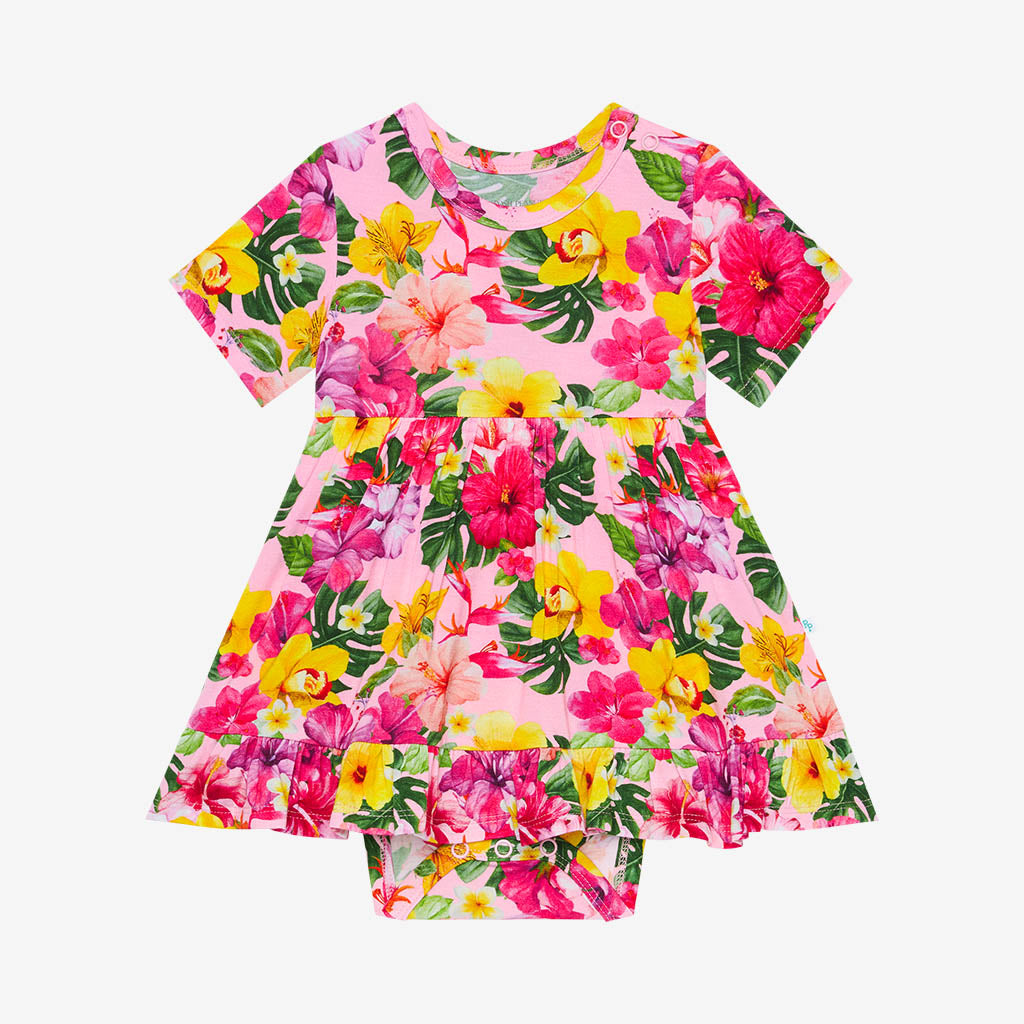 Malana Ruffled Twirl Bodysuit Dress
