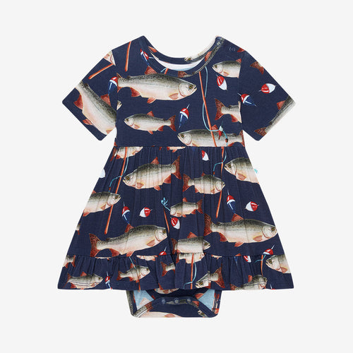 Posh Fishing Ruffled Twirl Bodysuit Dress