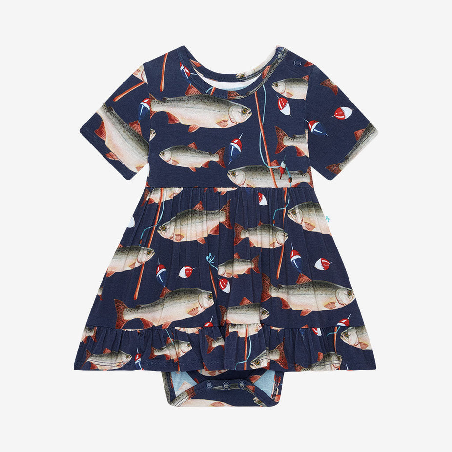 Posh Fishing Ruffled Twirl Bodysuit Dress