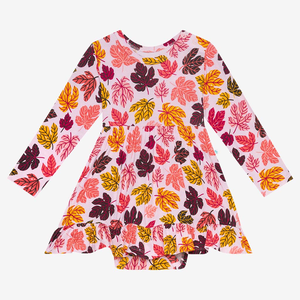 Autumn Long Sleeve Ruffled Bodysuit Dress