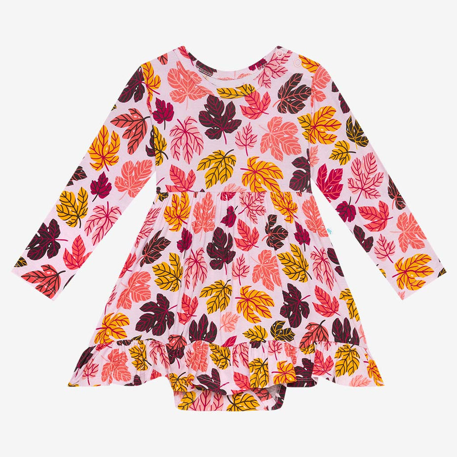 Autumn Long Sleeve Ruffled Bodysuit Dress