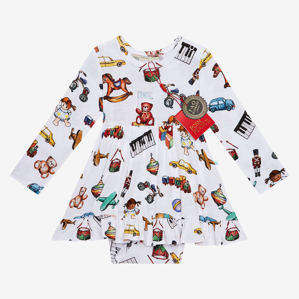 FAO Schwarz® Toys Long Sleeve Ruffled Bodysuit Dress