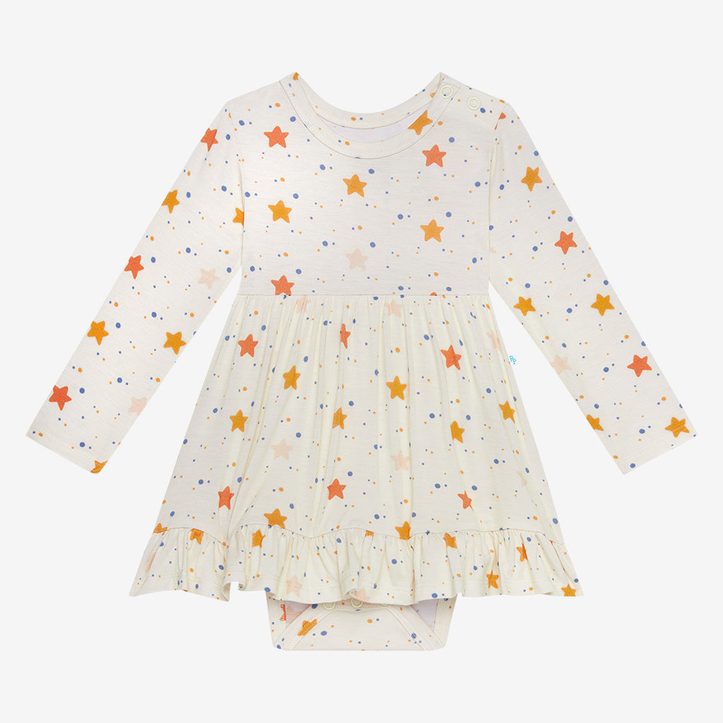 Jetson Long Sleeve Ruffled Bodysuit Dress
