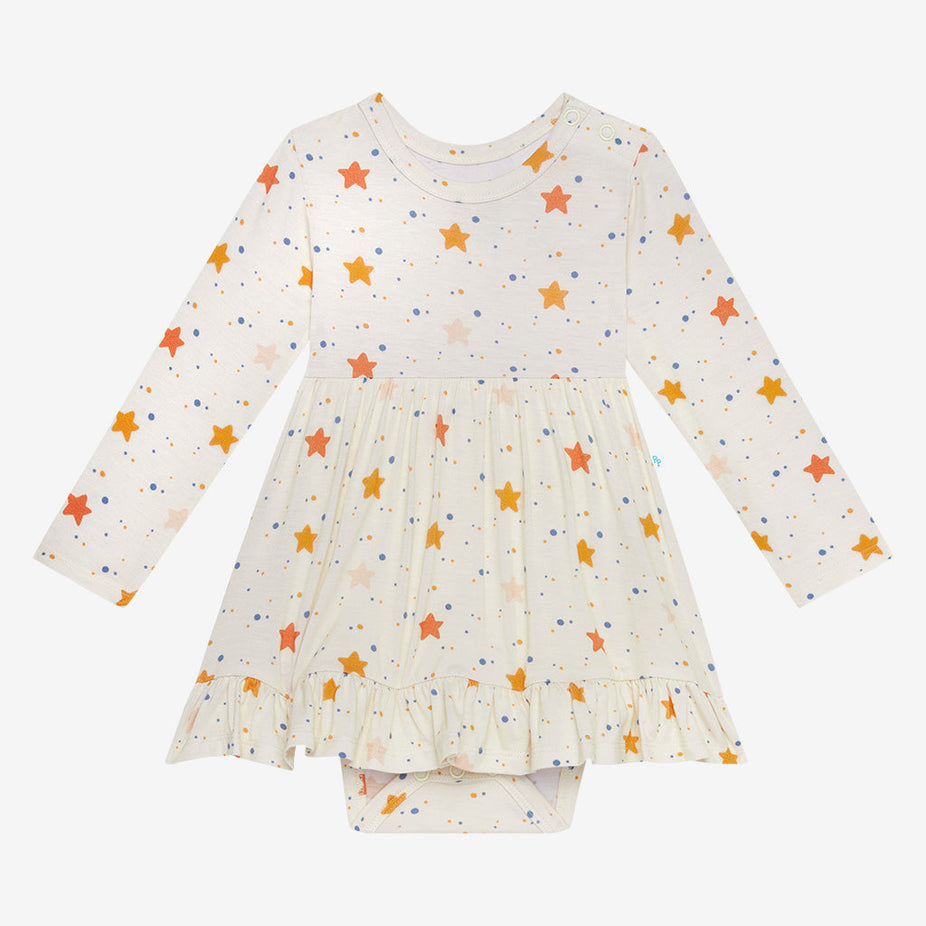 Jetson Long Sleeve Ruffled Bodysuit Dress