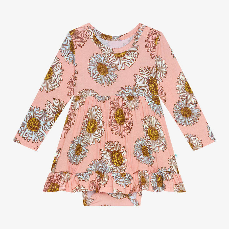 Millie Long Sleeve Ruffled Bodysuit Dress