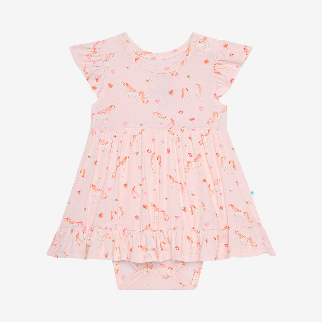 Cadance Ruffled Twirl Bodysuit Dress