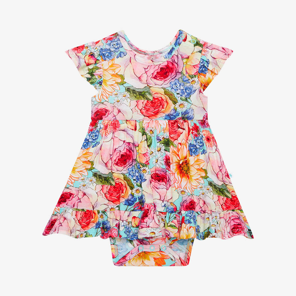 Shirley Ruffled Twirl Bodysuit Dress