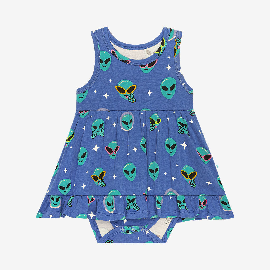 Area 51 Racerback Ruffled Bodysuit Dress