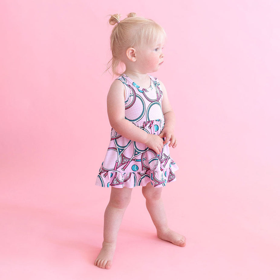 Posh Tennis Racerback Ruffled Bodysuit Dress