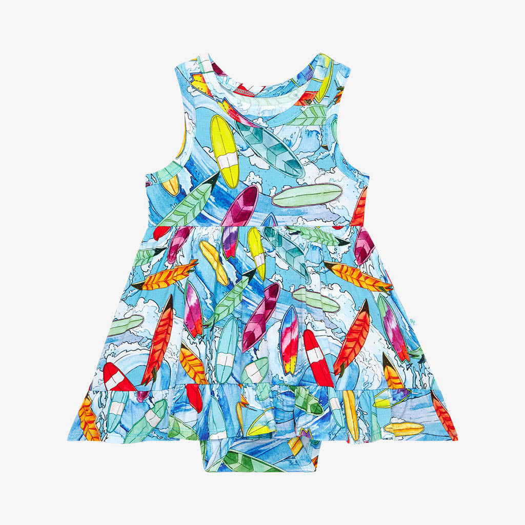 Wave Racerback Ruffled Bodysuit Dress