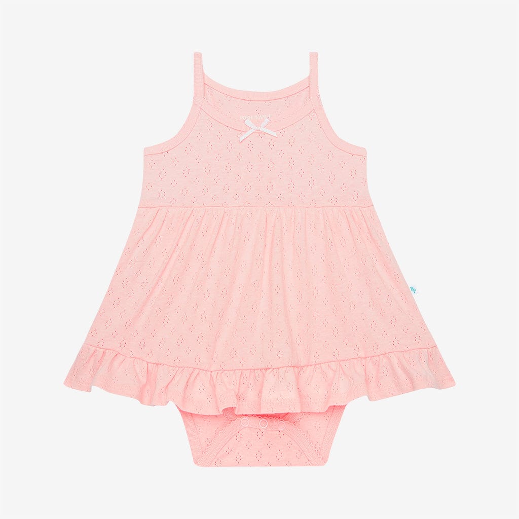 Cotton Candy Pointelle Sleeveless Ruffled Bodysuit Dress