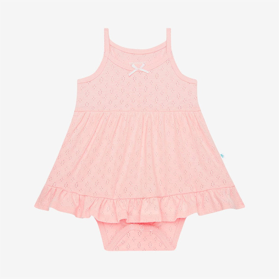Cotton Candy Pointelle Sleeveless Ruffled Bodysuit Dress