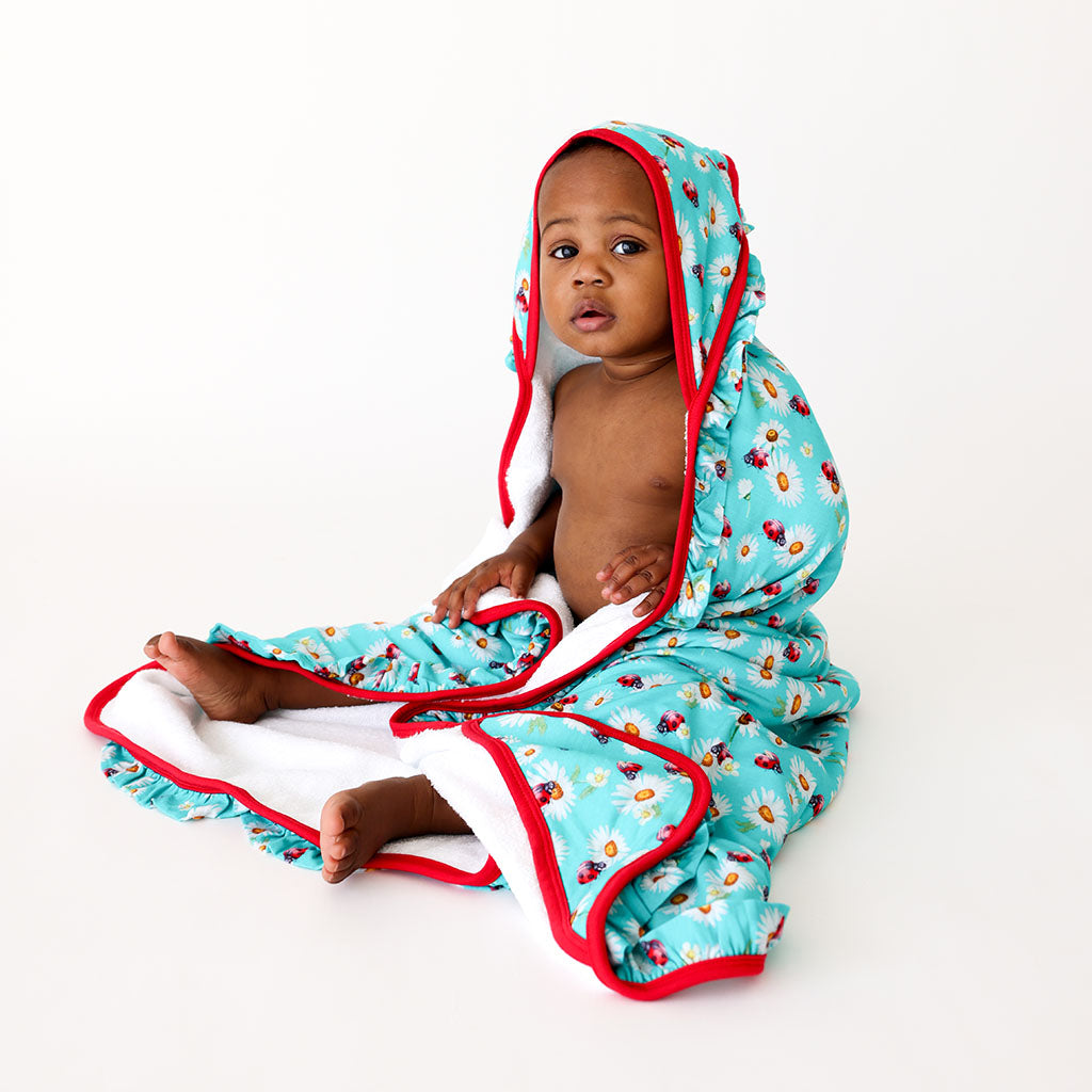 Ladybug Ruffled Hooded Towel