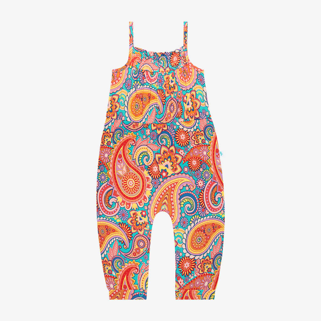 Elliana Sleeveless Smocked Snap Jumpsuit