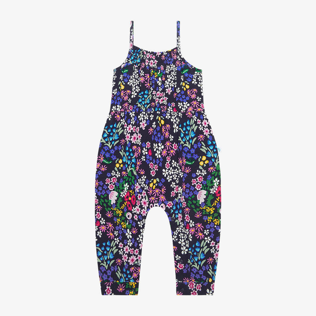 Endra Sleeveless Smocked Snap Jumpsuit