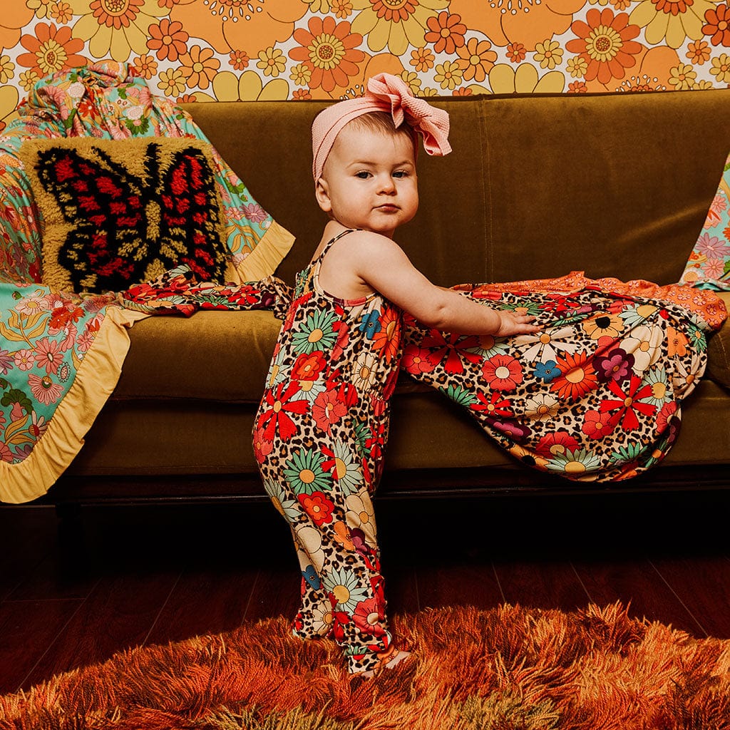 Moonbeam Sleeveless Smocked Snap Jumpsuit