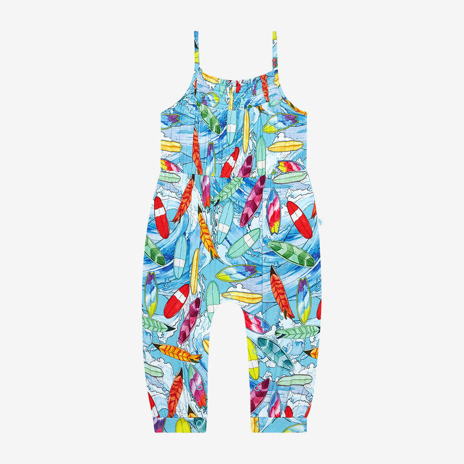 Wave Sleeveless Smocked Jumpsuit