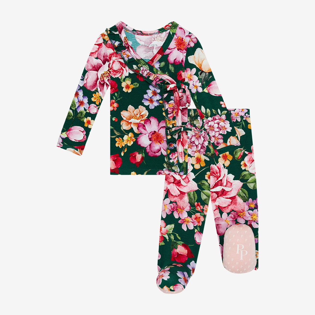 Arsine Ruffled Tie-Front Kimono Set