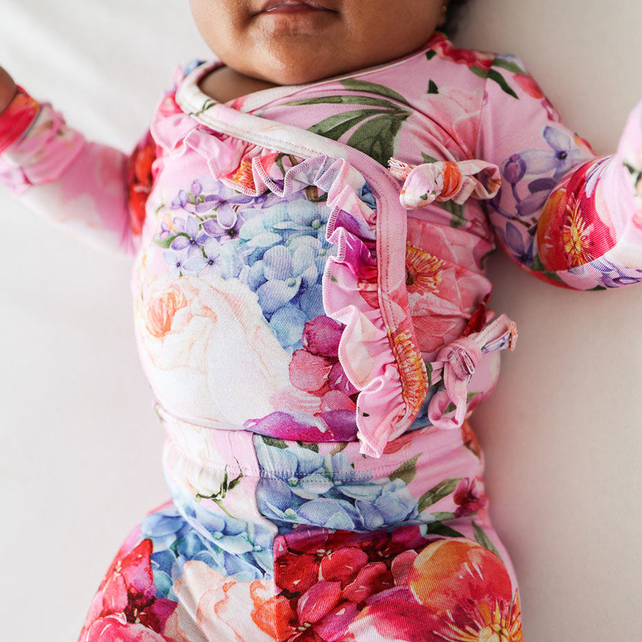 Brisa Ruffled Tie-Front Kimono Set