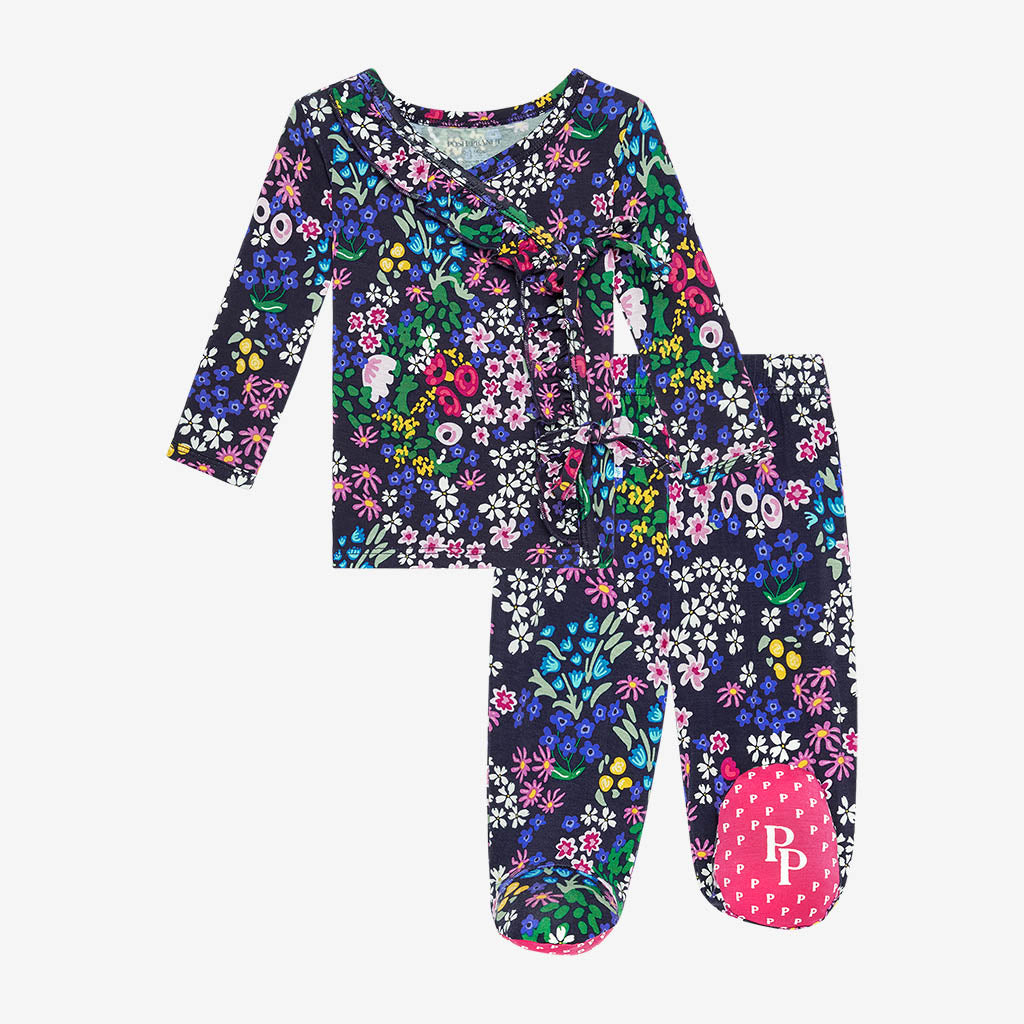 Endra Ruffled Tie-Front Kimono Set