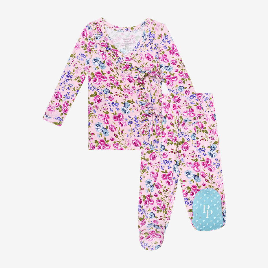 Pixie Ruffled Tie-Front Kimono Set