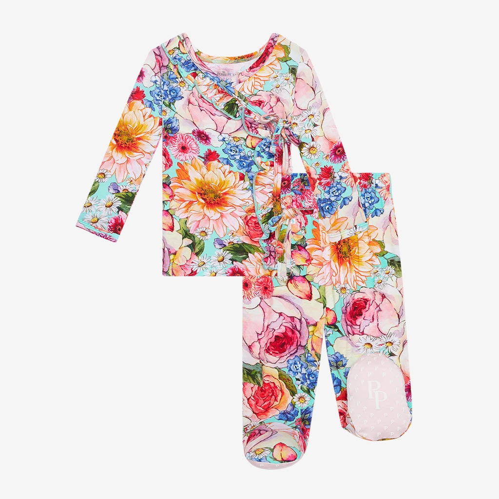 Shirley Ruffled Tie-Front Kimono Set