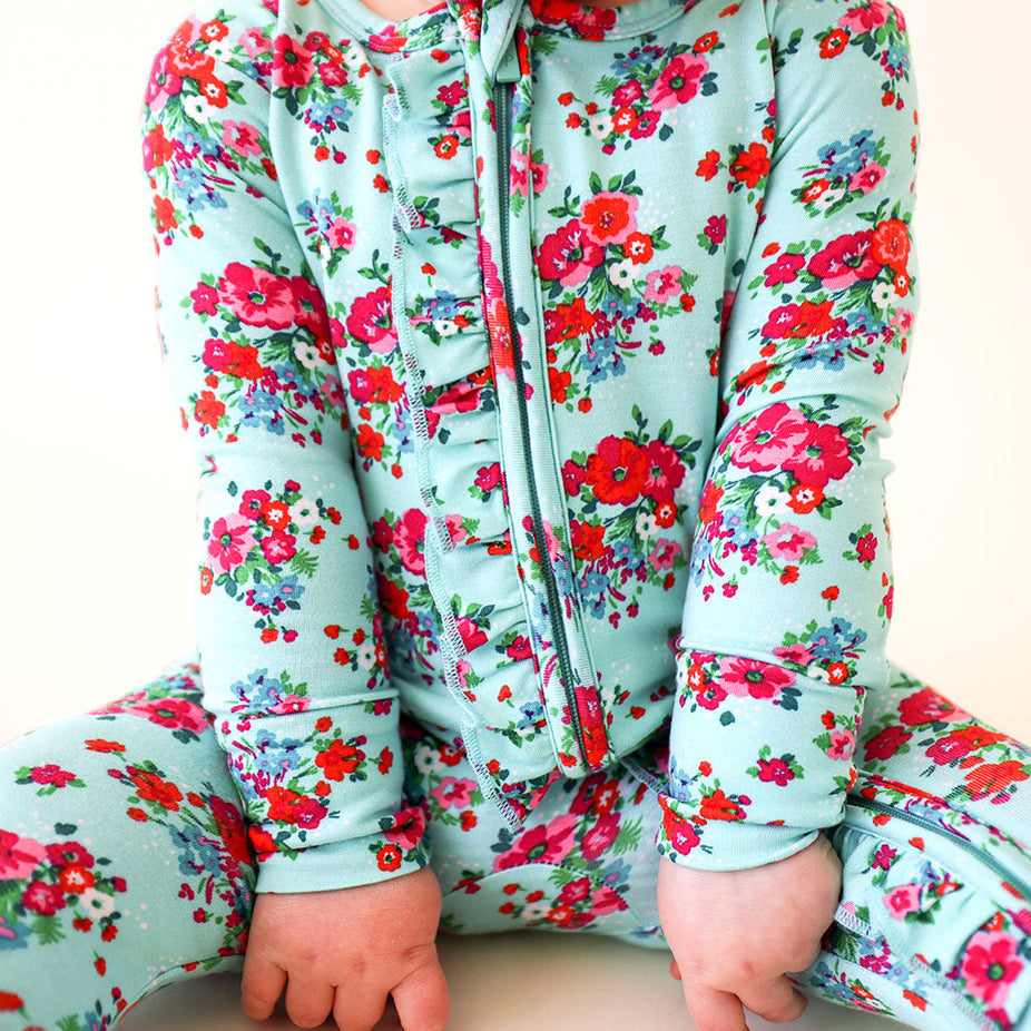 Adelina Footie Ruffled Zippered One Piece