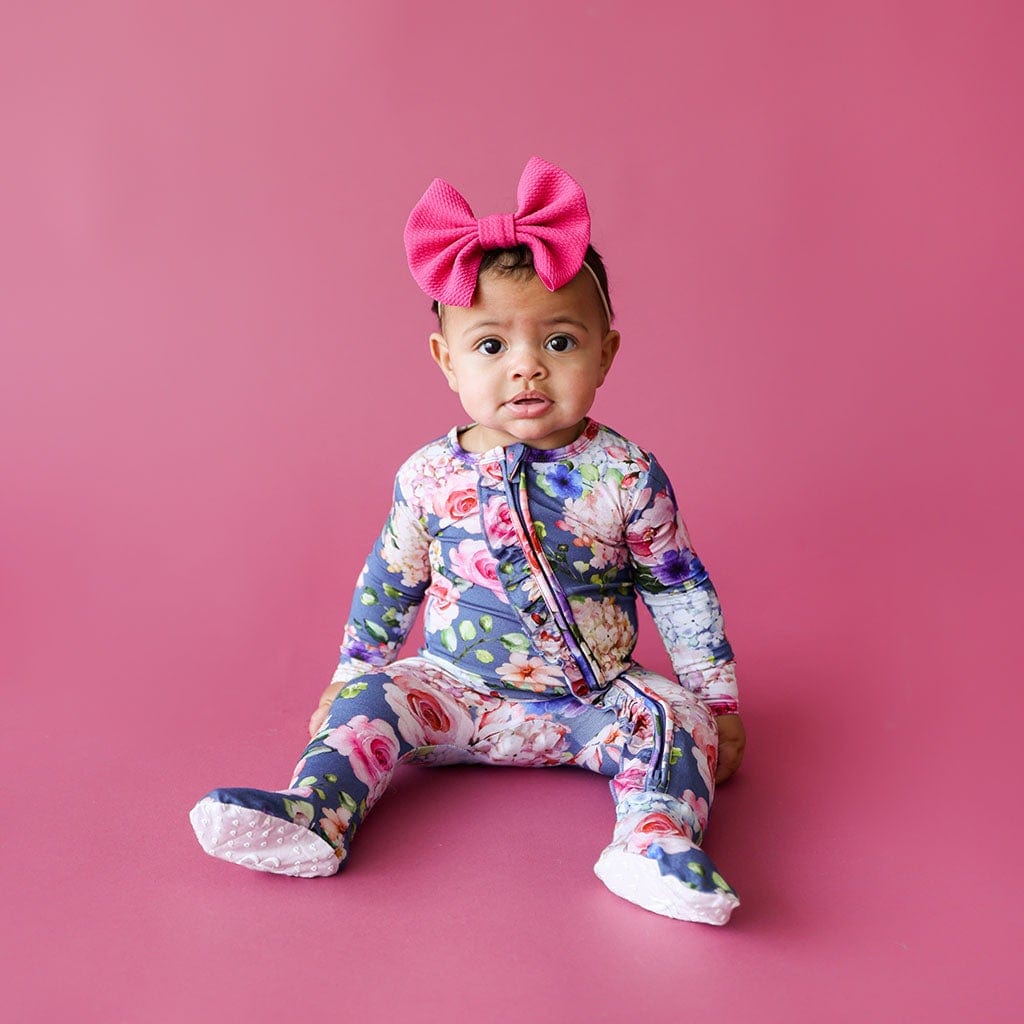 Blanche Footie Ruffled Zippered One Piece