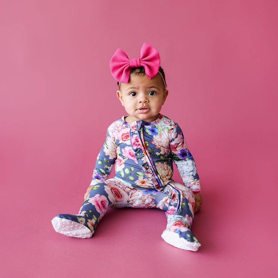 Blanche Footie Ruffled Zippered One Piece