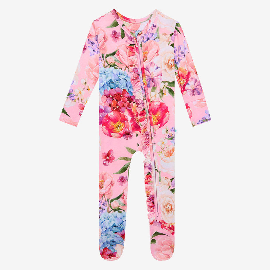 Brisa Footie Ruffled Zippered One Piece