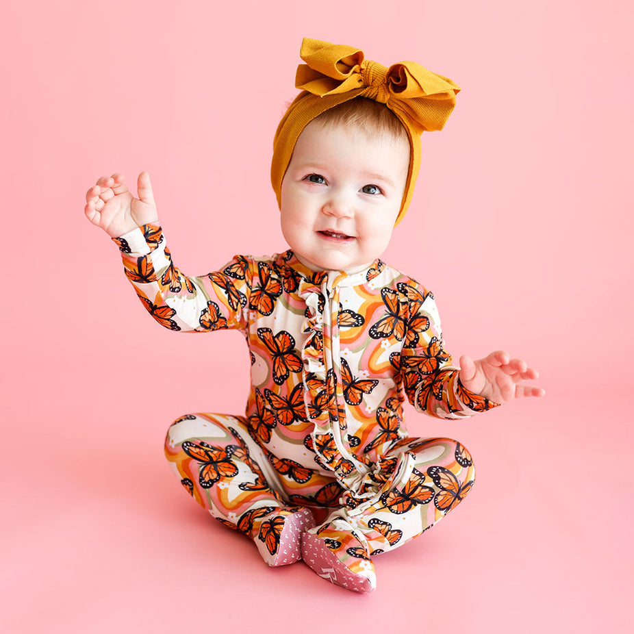Bowie Footie Ruffled Zippered One Piece