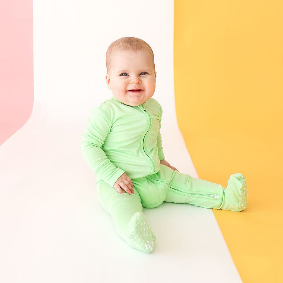 Hint of Mint Footie Zippered One Piece