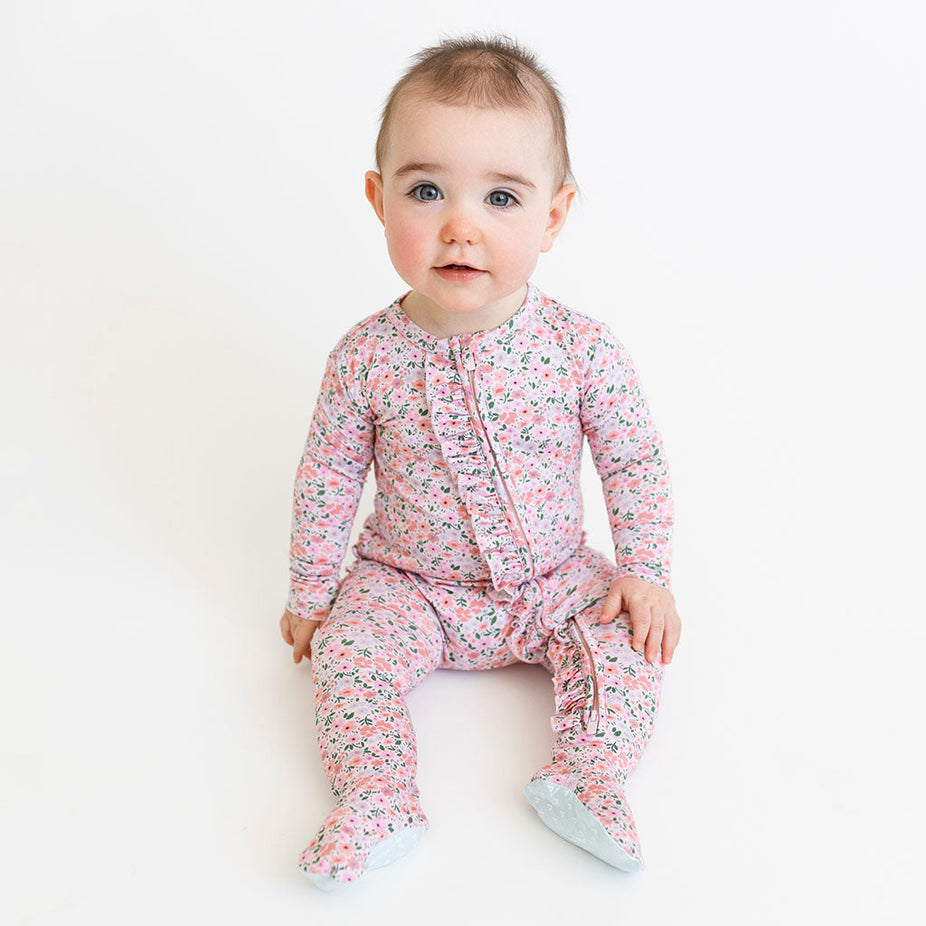 Liana Footie Ruffled Zippered One Piece