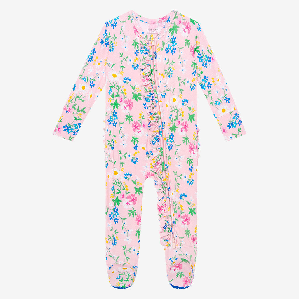 Nicole Footie Ruffled Zippered One Piece