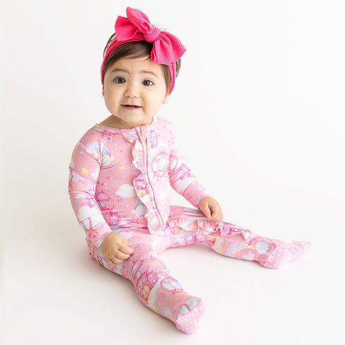 Posh Castle Footie Ruffled Zippered One Piece