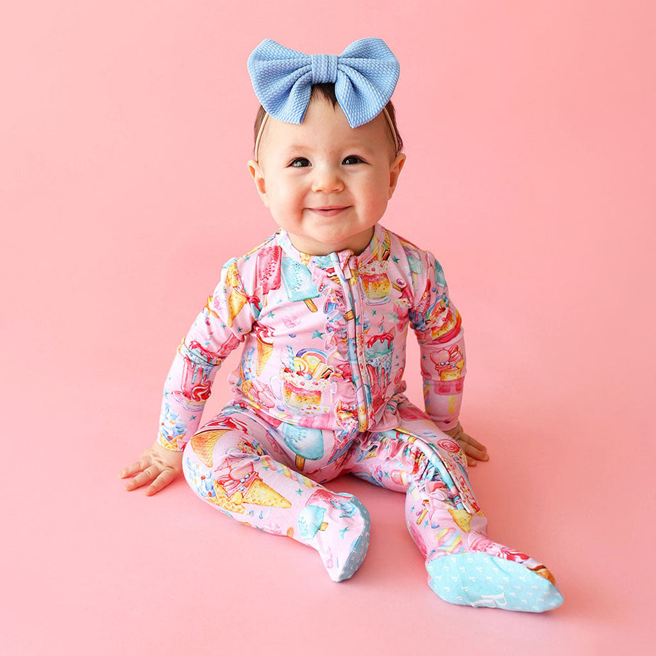 Priscilla Footie Ruffled Zippered One Piece