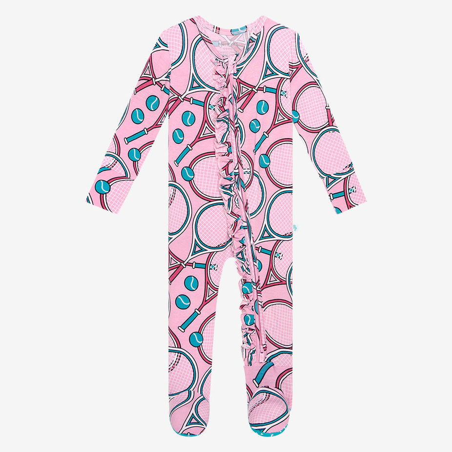 Posh Tennis Footie Ruffled Zippered One Piece