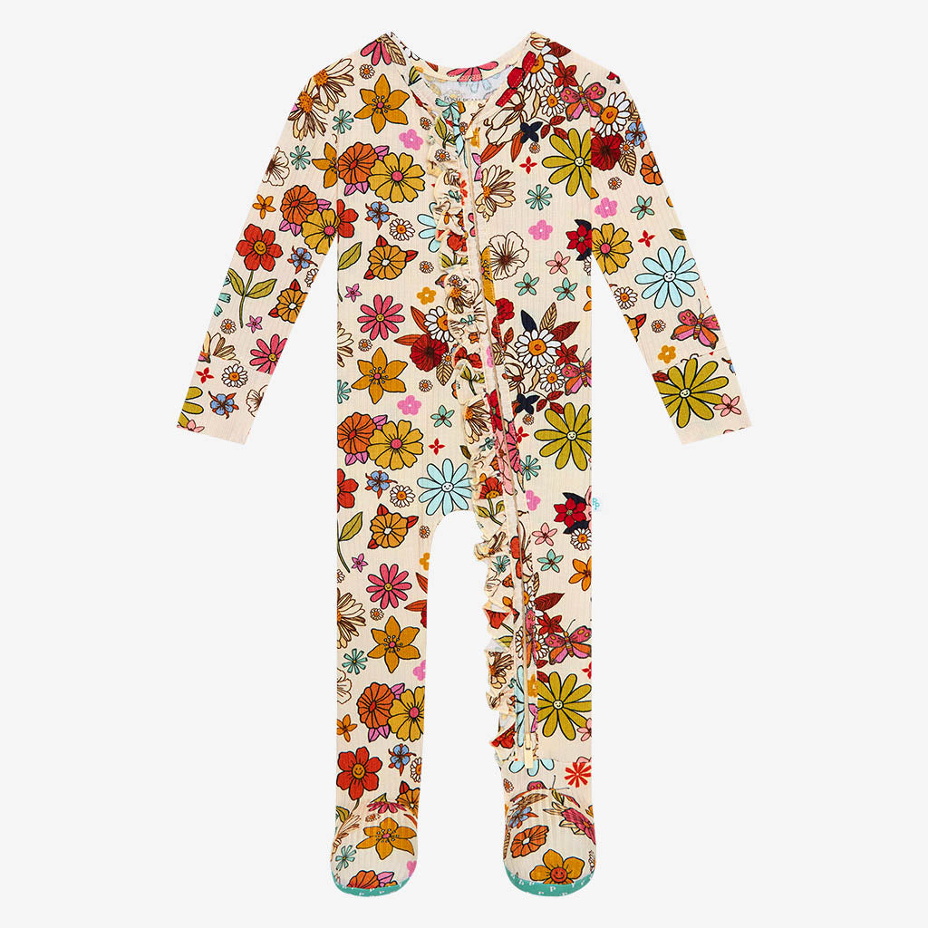 Sarineh Footie Ruffled Zippered One Piece