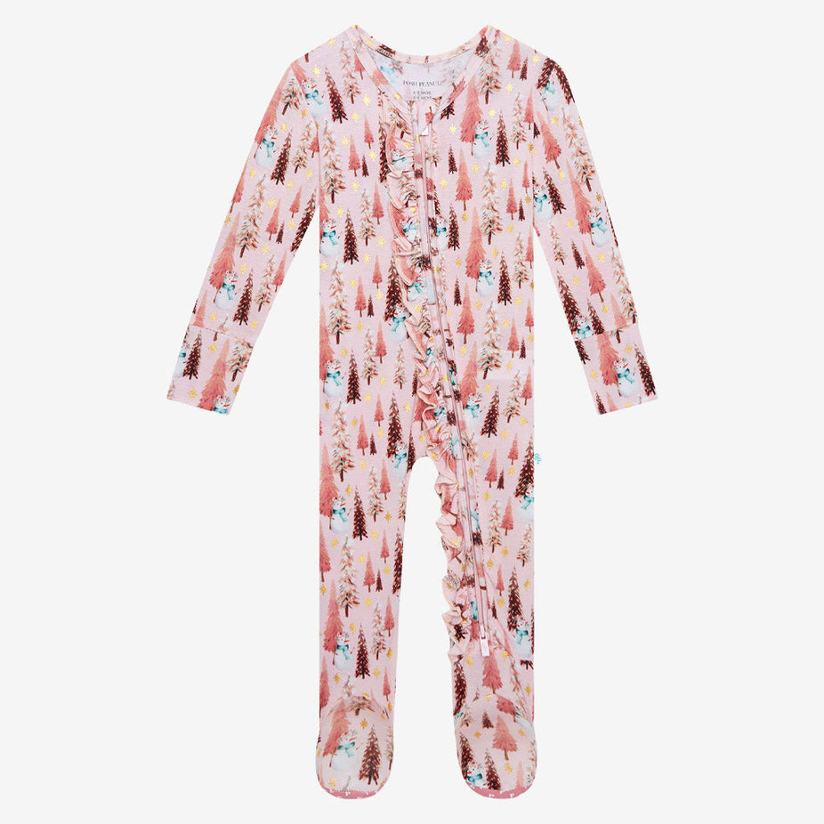 Sparkles Footie Ruffled Zippered One Piece