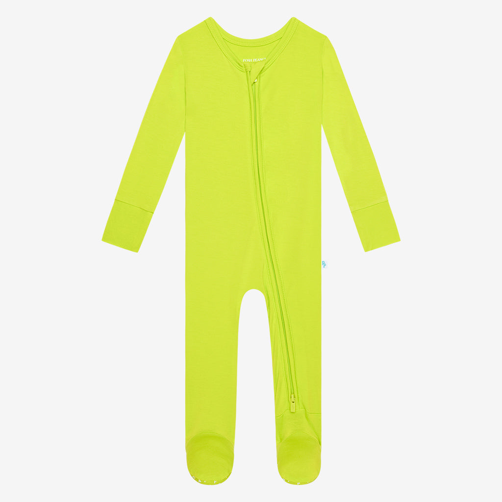 Chartreuse Footie Zippered One Piece