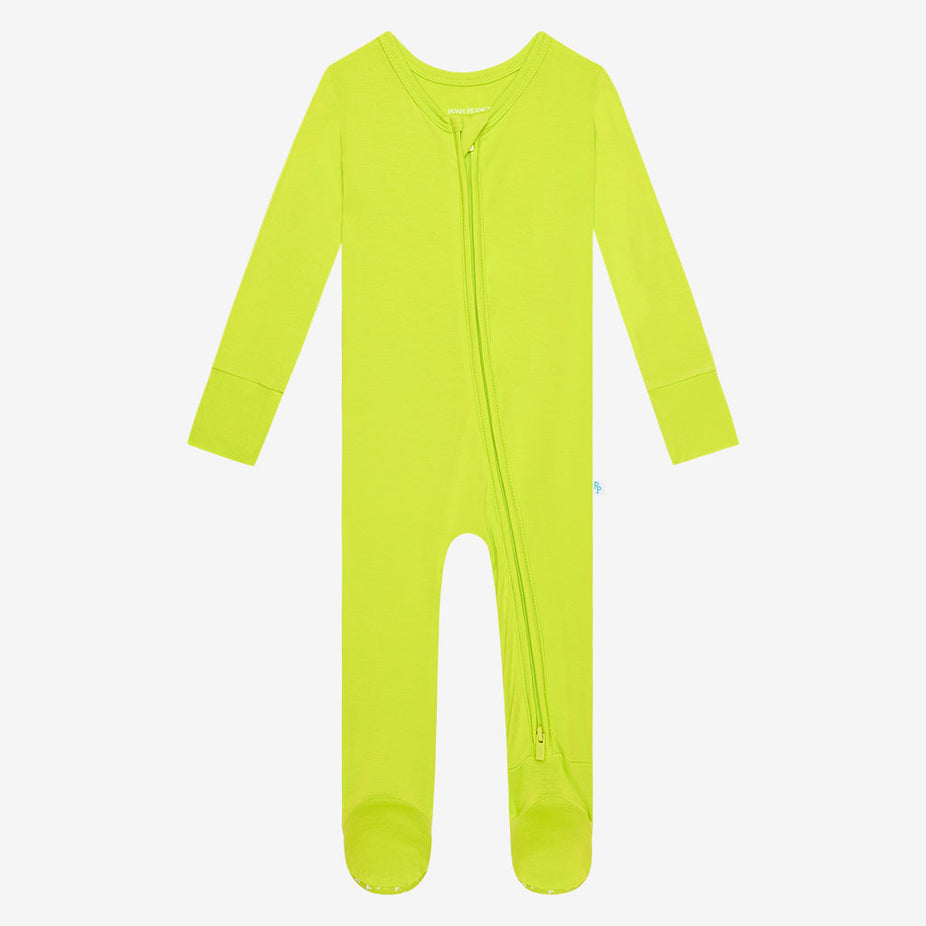 Chartreuse Footie Zippered One Piece