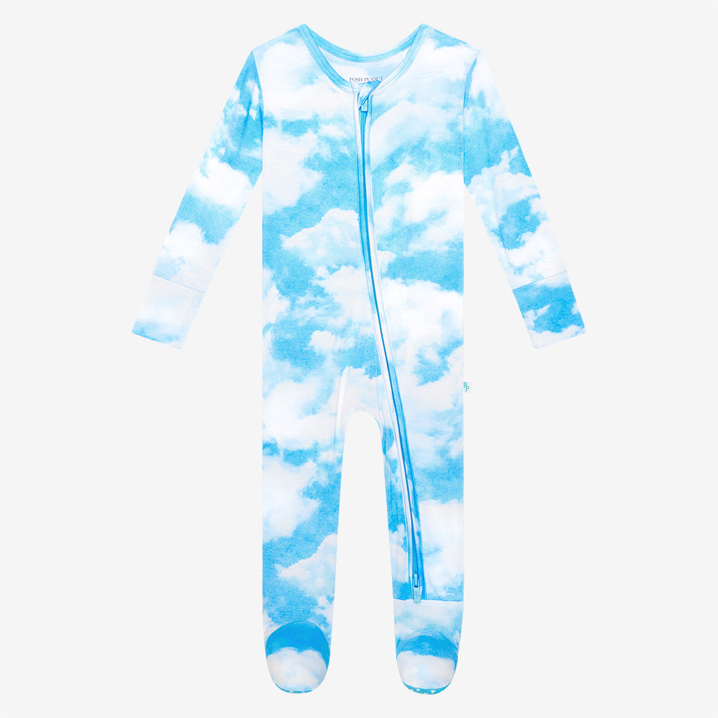 Cloudy Day Footie Zippered One Piece