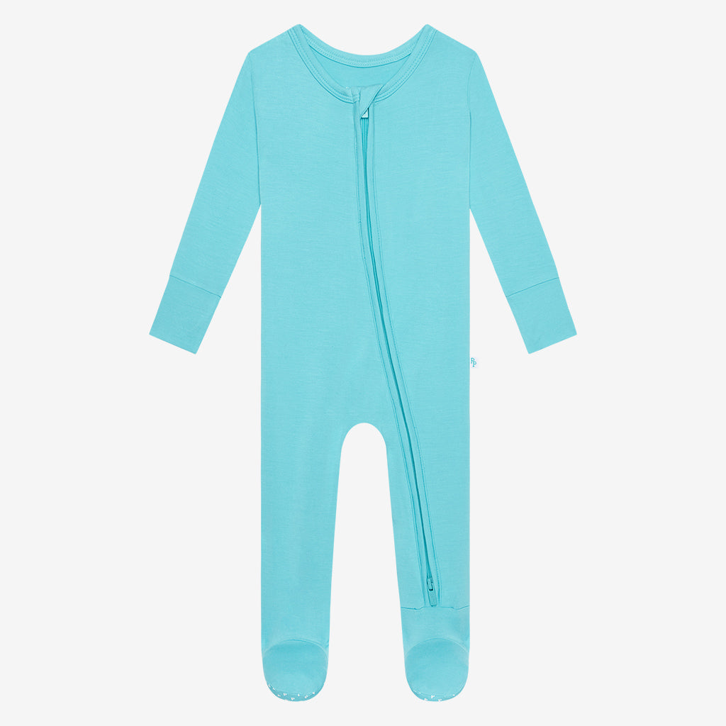 Electric Blue Footie Zippered One Piece