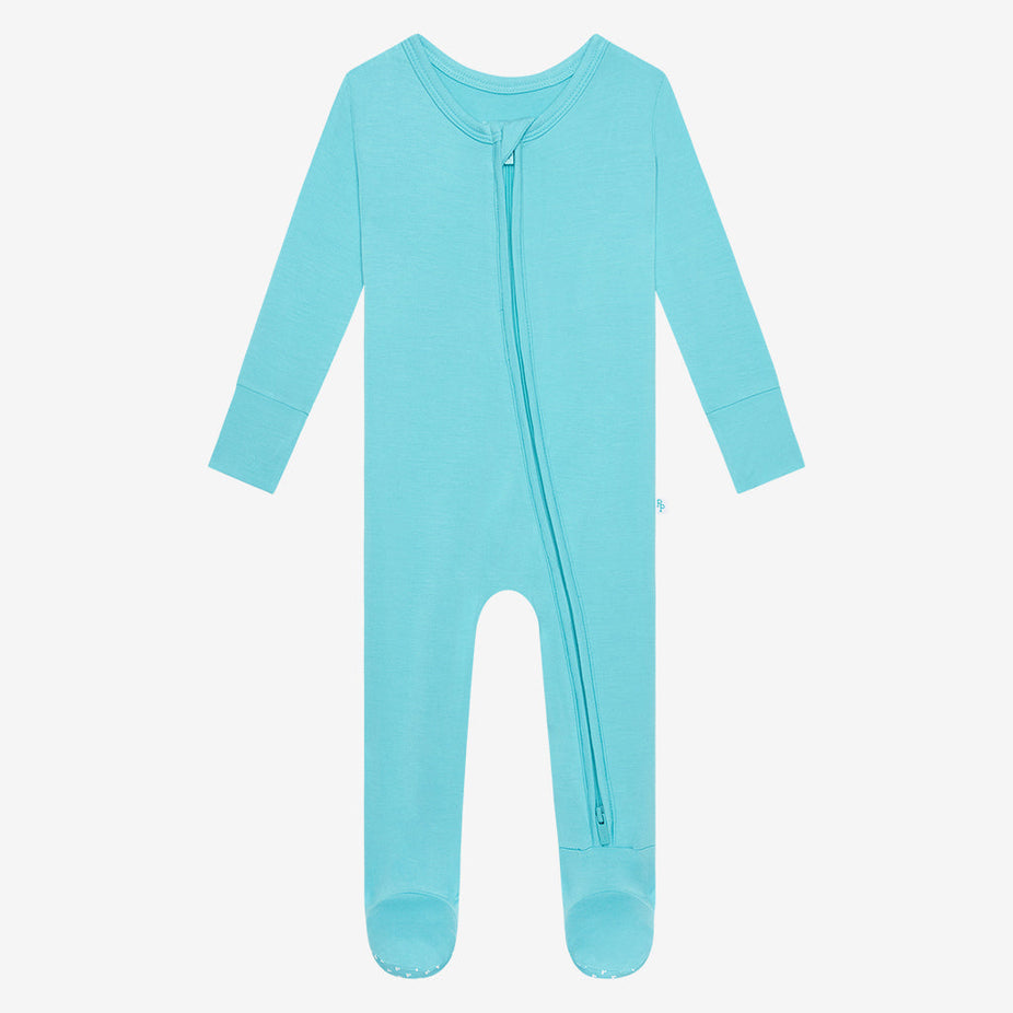 Electric Blue Footie Zippered One Piece