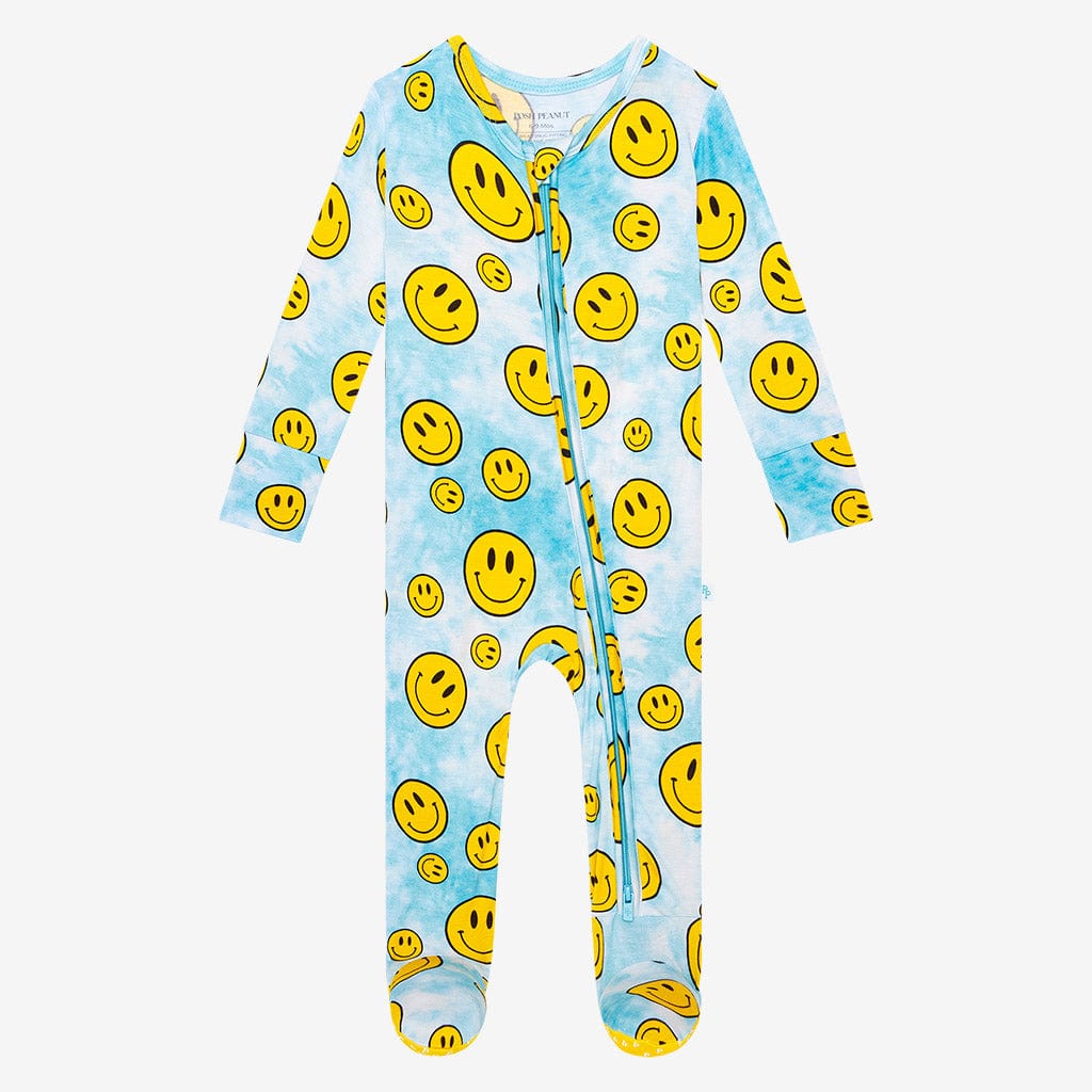 Happy Tie Dye Footie Zippered One Piece